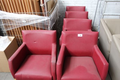 Lot 83 - Five Warings red leather effect armchairs