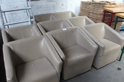 Lot 84 - 8 beige leather effect armchairs