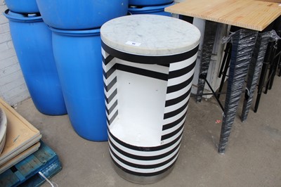 Lot 95 - Black and white striped drum side table with a...