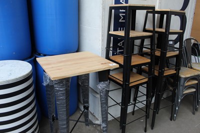 Lot 96 - Mahou wooden table with black metal legs plus...