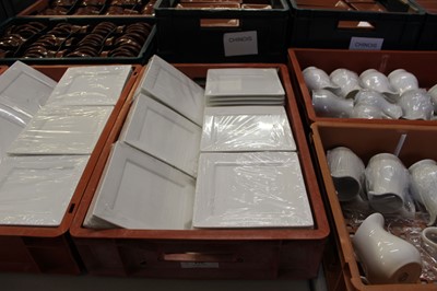 Lot 120 - Approximately 45 white porcelain square plates