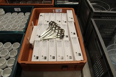 Lot 128 - Approximately 40 boxes of round soup spoons,...