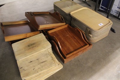 Lot 155 - Collection of serving/butlers trays plus...