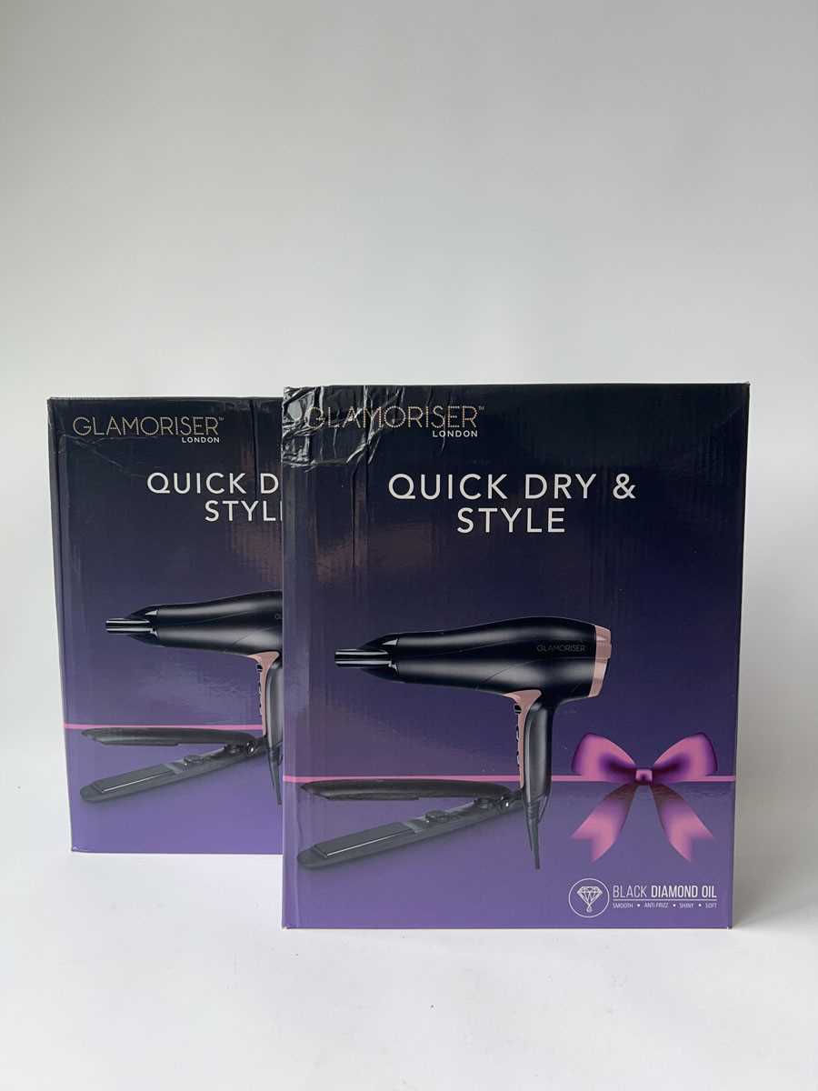 Lot 2x Glamoriser London Quick Dry & Style,...