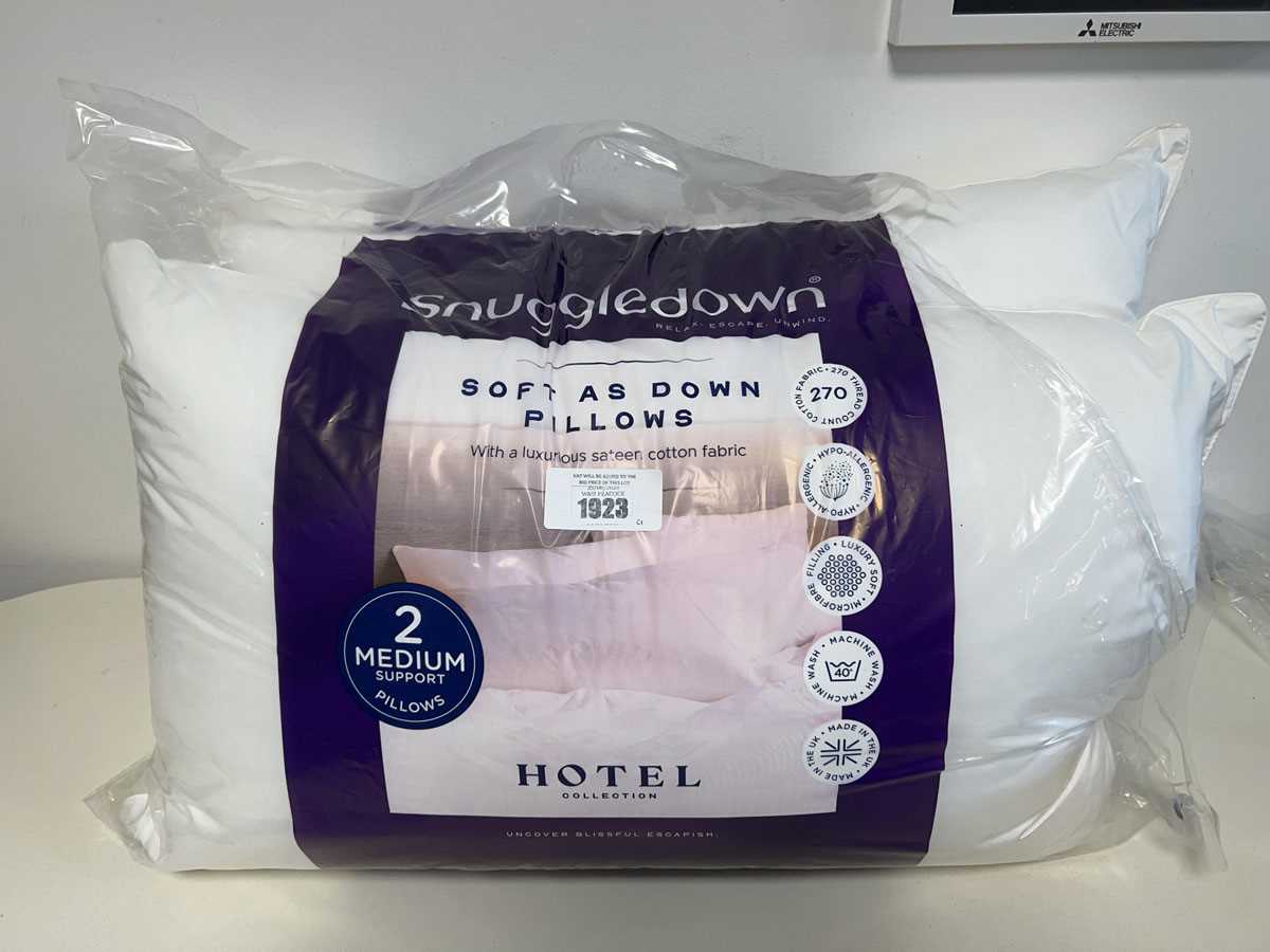 Lot Pair of Snuggledown soft as down pillows.