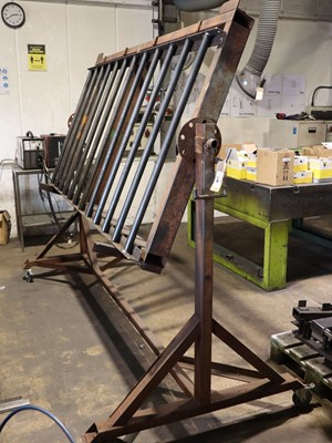 Lot 26 - Large welder's adjustable work frame on...