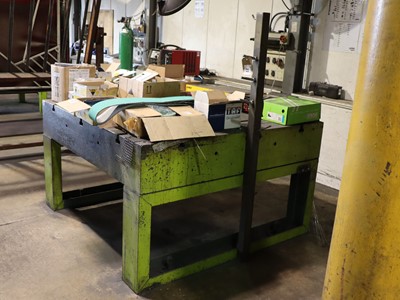 Lot 27 - Heavy machinist's table, used for welding....