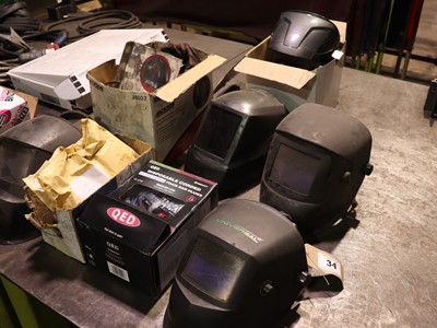Lot 34 - 6 various welder's helmets together with...