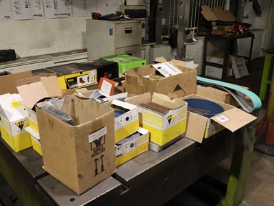 Lot 40 - Range of various abrasive discs, belts, spiral...