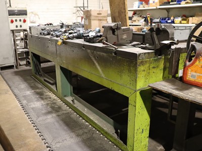 Lot 42 - 2 x large heavy engineer's work tables used...