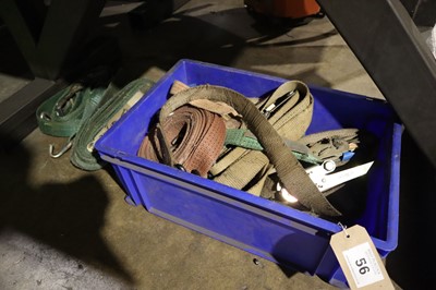 Lot 56 - Plastic container of various ratchet tie-down...