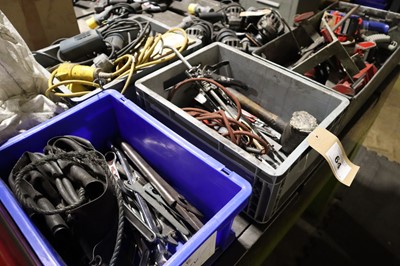 Lot 64 - 3 plastic crates, a metal crate and a bag of...