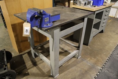 Lot 83 - Engineer's bench with steel top and Senator...