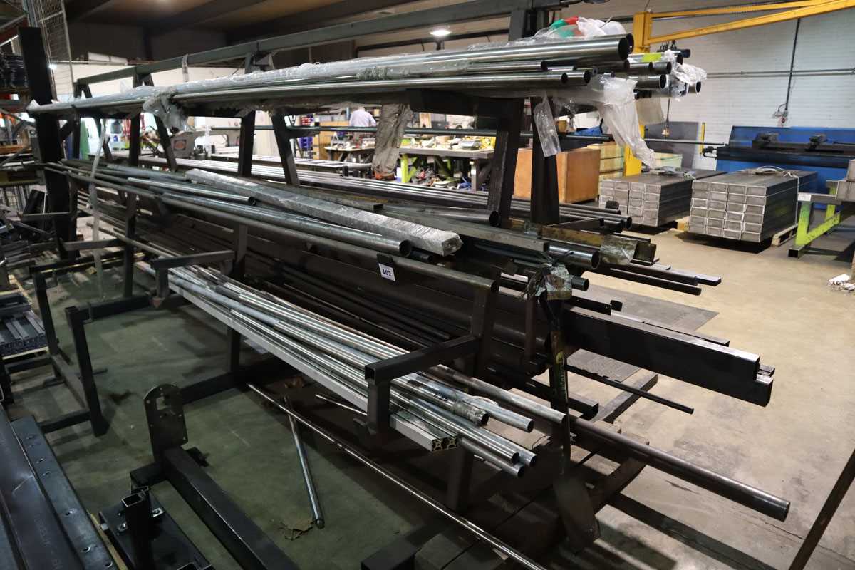 Lot 107 - Large floorstanding rack various tube, bar,...