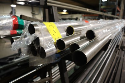 Lot 107 - Large floorstanding rack various tube, bar,...