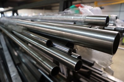 Lot 107 - Large floorstanding rack various tube, bar,...