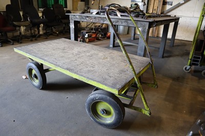 Lot 112 - Metal-framed 4-wheel platform barrow and a...