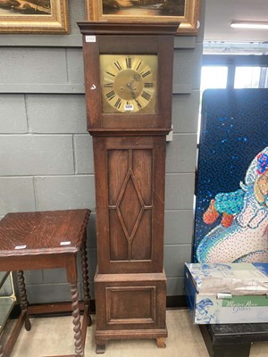 Lot 5334 - Oak longcase clock with brass dial