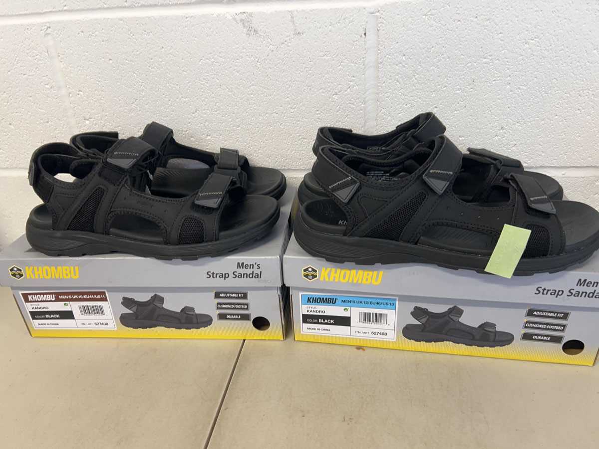 Lot x2 Khombu strap sandals sizes UK 10 & 12