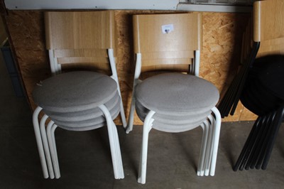 Lot 182 - 8 Tip Toe cream stacking chairs