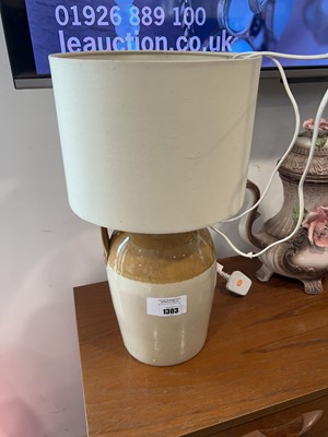 Lot 1303 - Earthenware wine jar converted to table lantern