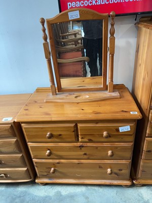 Lot 1311 - Pine bedroom suite comprising chest of 2 over...