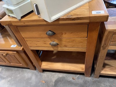 Lot 1324 - Honey oak 2 drawer storage unit with lower shelf