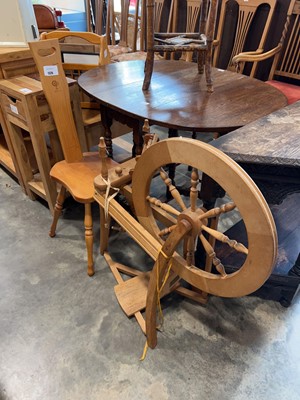 Lot 1326 - Ashford wooden spinning wheel with stool