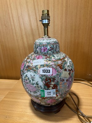 Lot 1333 - Oriental patterned table lantern on stand