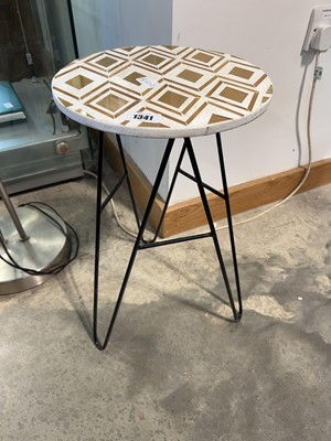 Lot 1341 - Hairpin type side table with patterned surface