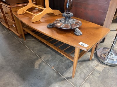 Lot 1349 - Boat shaped teak finish coffee table with...