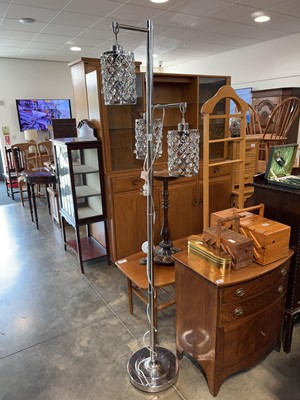 Lot 1350 - Modern chrome floor standing 3 branch lamp...