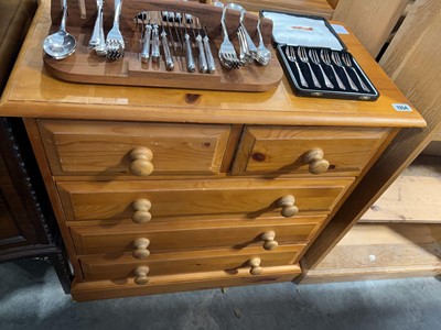 Lot 1354 - Modern pine chest of 2 over 3 drawers