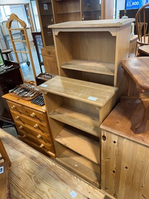 Lot 1355 - 2 light oak open front bookcases