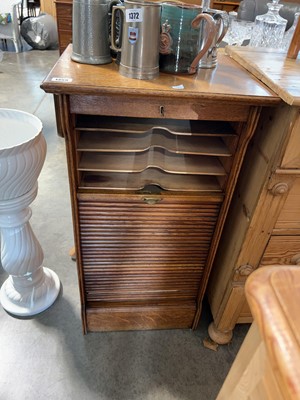 Lot 1359 - Modern oak tambour front pedestal