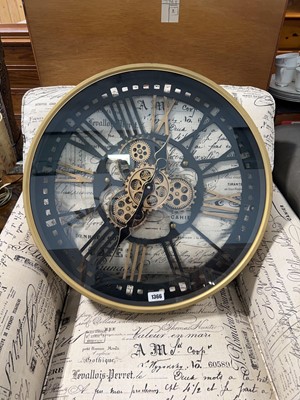 Lot 1366 - Large brass and black finish clock with...