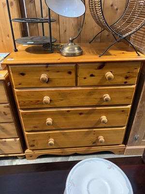 Lot 1387 - Pine chest of 2 over 3 drawers