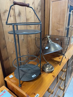 Lot 1390 - Wrought metal and bamboo folding magazine rack,...