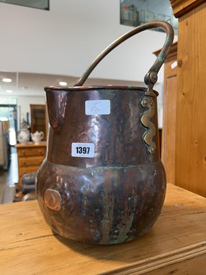 Lot 1397 - Vintage copper and brass pail