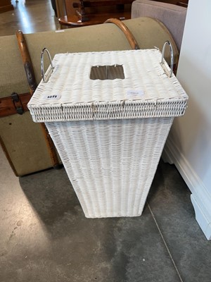 Lot 1441 - White wicker laundry basket