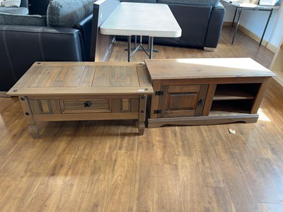 Lot 1445 - Dark wood coffee table with single drawer and...