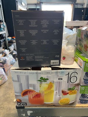 Lot 1215 - Box of glass drink sets, box of all purpose...