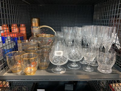 Lot 1037 - Cage of various cut glass drinking glasses...