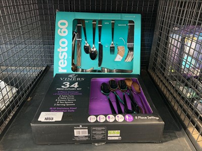 Lot 1055 - Cage containing a partial Viners cutlery set...