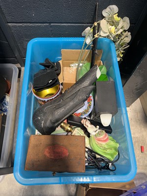 Lot 1072 - Blue plastic crate containing assorted...