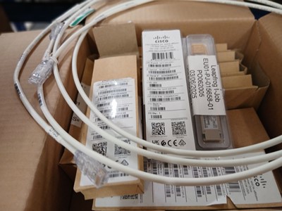 Lot 202 - 2 boxes of Panduit fibre patch cords and Cisco...
