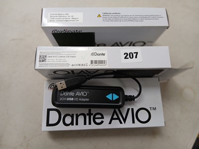 Lot 207 - 3 boxed Audinate Dante AV10 2 channel USB adaptor