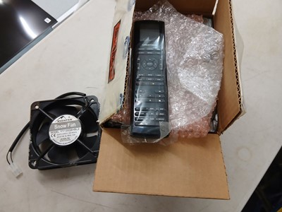 Lot 221 - Crestron remote control unit and snow fan
