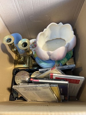 Lot 1458 - Box containing mixed homewares to include CDs,...