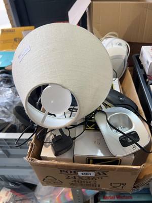 Lot 1461 - Box of mixed lamps, electricals and other...